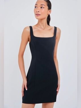 NWT Hyacinth House XXS Go Lightly Square Neck Crepe Black Mini Dress Tuckernuck